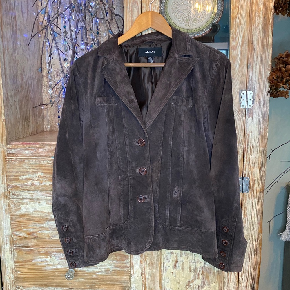 Alfani Chocolate Brown Suede Jacket